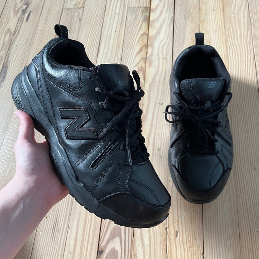 New Balance 608 V5 Training Shoes Mens 11 4E Black Leather Slip Resistant 608v5